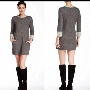 FC Jeans Charcoal Mini Dress Tunic Top Large Flirty Feminine